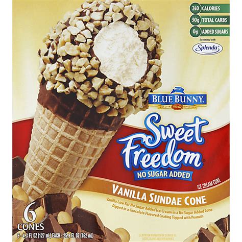 Blue Bunny Sweet Freedom Ice Cream Cones No Sugar Added Vanilla