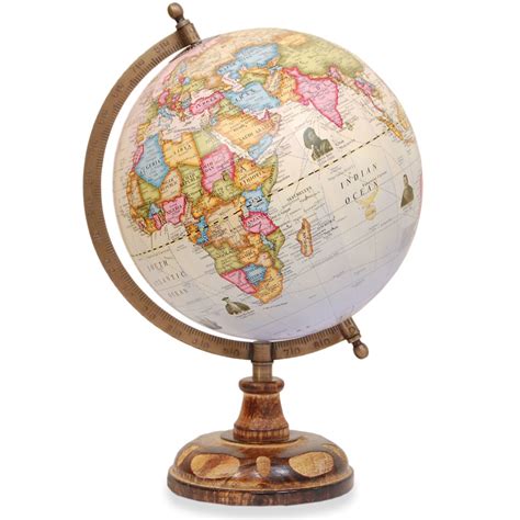 Buy World Globe Desktop Rotating Wooden Antique Decorative World