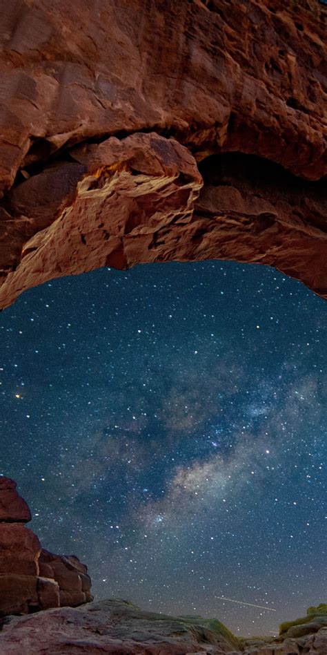 Download 1080x2160 Wallpaper Cave Night Arch Rocks Nature Honor 7x