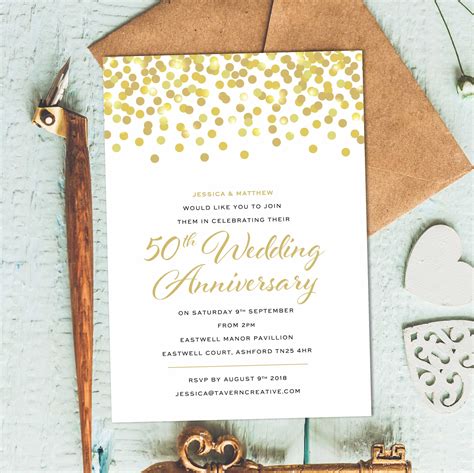 Golden Wedding Invitations 50th Wedding Anniversar 50th Wedding