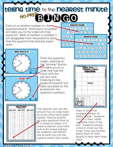 Telling Time To The Minute No Prep Powerpoint Bingo Game Bingo Games