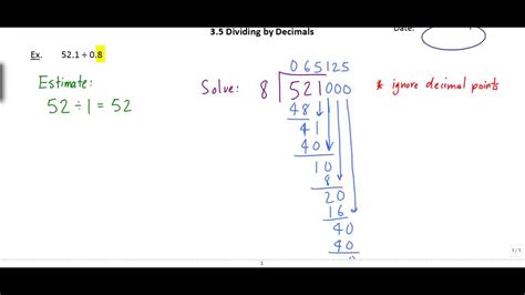 35 Dividing By Decimals Youtube
