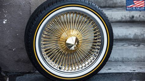 15x7 Wire Wheels Fwd 100 Spoke Straight Lace American Gold Plating Center With Chrome Lip Rims