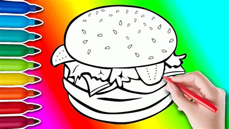 Drawing Cheeseburger Coloring For Kids Learn How To Draw