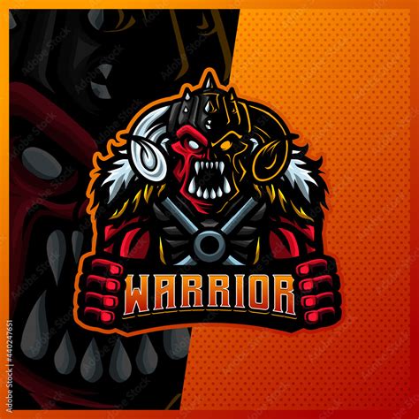 Orc Viking Gladiator Warrior Mascot Esport Logo Design Illustrations