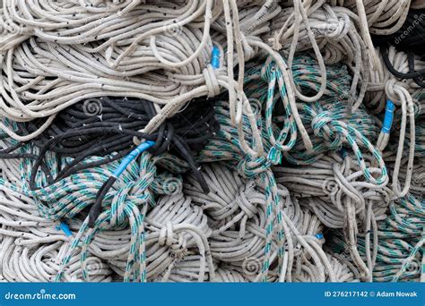 Closeup Of Old Fishing Ropes And Nets Under Stock Photo Image Of