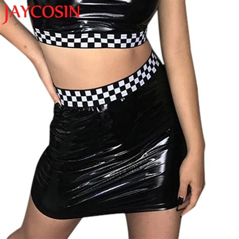 Jaycosin 2018 Women Leather Fashion Girls Sexy High Waist Uniform Pleated Skirt Skirts Womens