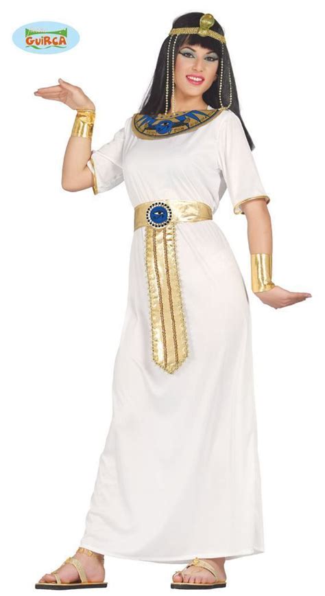 Womens White And Gold Cleopatra Egyptian Fancy Dress Costume Ladies Outfit