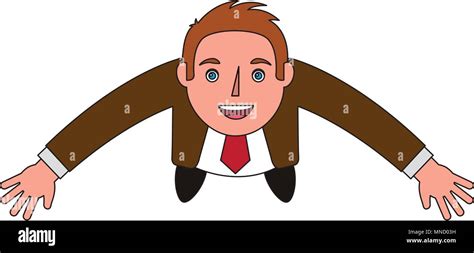 Top View Businessman Standing Looking Up Arms Up Vector Illustration Stock Vector Image And Art
