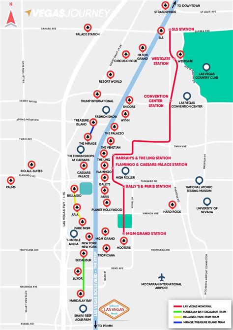 Monorail Tram And Strip Map Las Vegas Maps