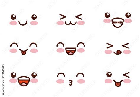 20 Cute Anime Style Facial Expression Icons 素材庫範本 Adobe Stock