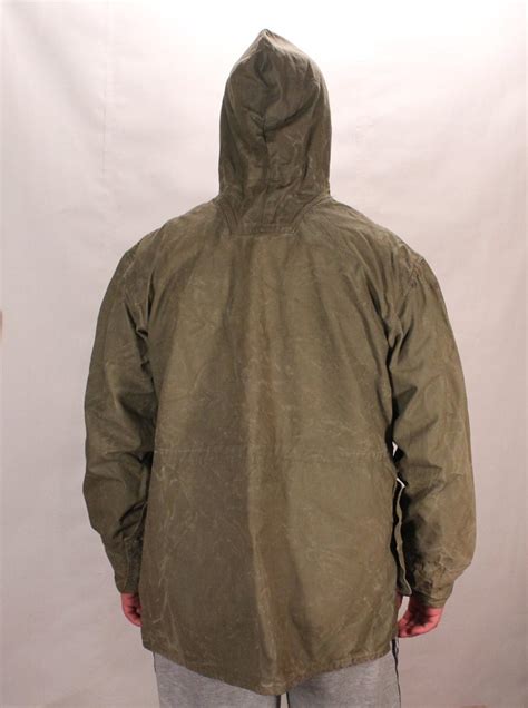 Vintage Green Canvas Anorak Military Parka Canvas Pullover