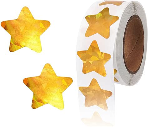 Blmhtwo 500 Pcs Golden Star Stickers Holographic Gold Stars Stickers