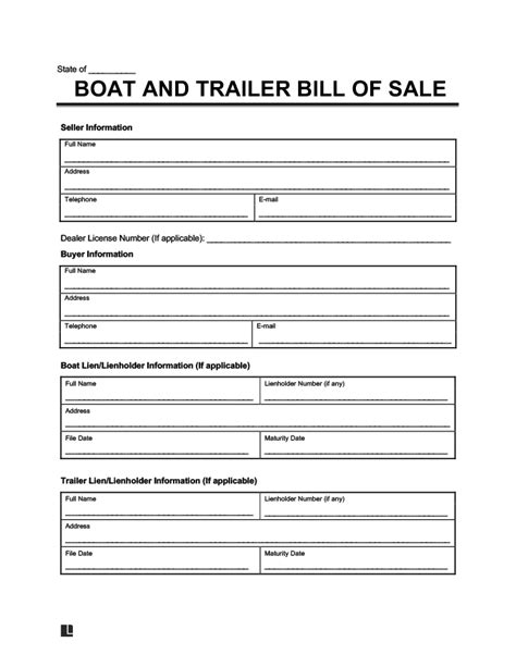 Free Trailer Bill Of Sale Template Pdf And Word