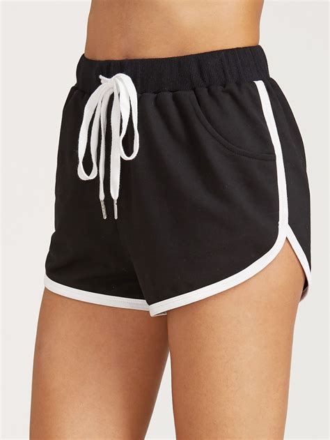 Drawstring Waist Contrast Binding Dolphin Shorts Dolphin Shorts Sporty Outfits Fashion