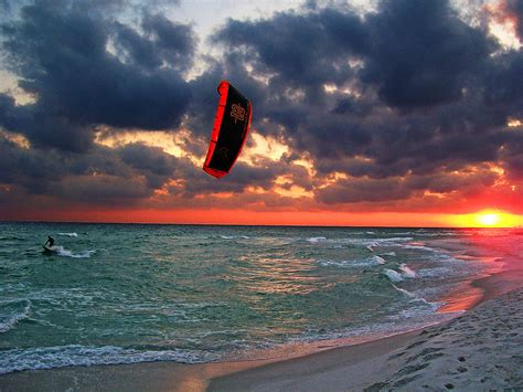 Kite Surfing At Sunset Photograph By Larry Roby Fine Art America