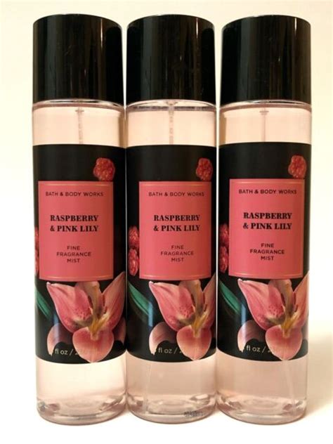 New 3 Bath And Body Works Raspberry And Pink Lily Fragrance Mist Body Spray