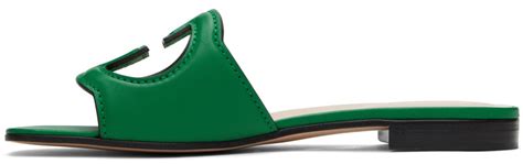 Gucci Green Interlocking G Flat Sandals Gucci