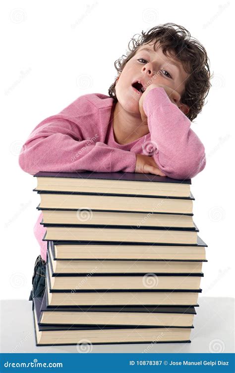 Tired Child Student Stock Image Image Of Book Learning 10878387