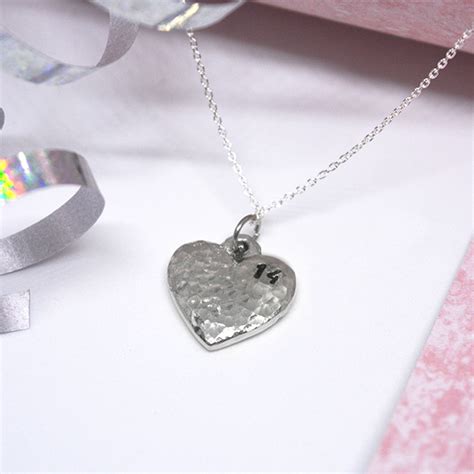 Discover a beautiful selection of anniversary gifts including diamond rings, necklaces, earrings, and eternity rings. 14th Anniversary Stamped Heart Necklace - Anniversary Gifts