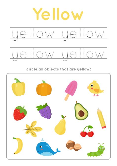 Learning Yellow Color For Preschool Kids Writing Practice 2171262