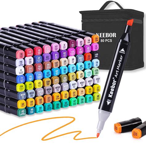 Keebor 80 Colors Dual Tip Art Markers Plus 1 Blender Marker With Case