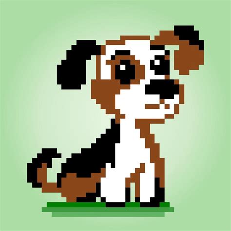 8 Bits Pixel Of Beagle Dogs Is Sitting Animals For Asset Games In
