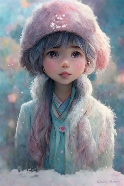 Cute Fluffy Winter Girl Midjourney Ai Art Kawaii Ai