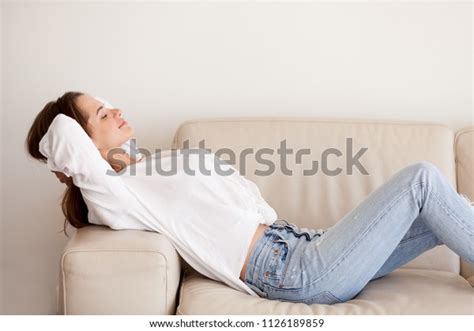 Calm Happy Millennial Woman Relaxing On Stock Photo Edit Now
