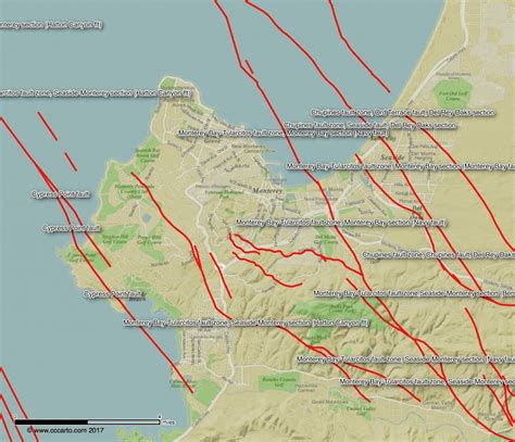 Monterey Bay Earthquake Faults Map Santa Cruz Area Faults