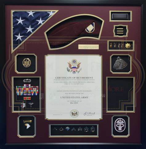 Us Army Retirement Shadow Box Display Frame W Beret