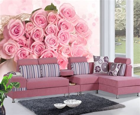 Custom Photo Wallpaper Decorative Murals Modern Pink Roses Bedroom