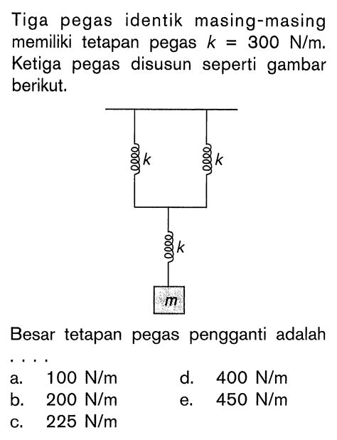 Tiga Pegas Identik Masing Masing Memiliki Tetapan Pegas K