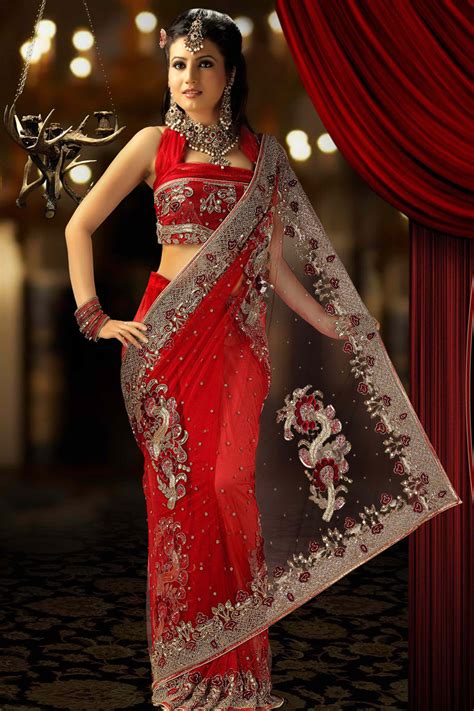 Red Net Saree For Wedding Wear And Party Wear Sareezcom