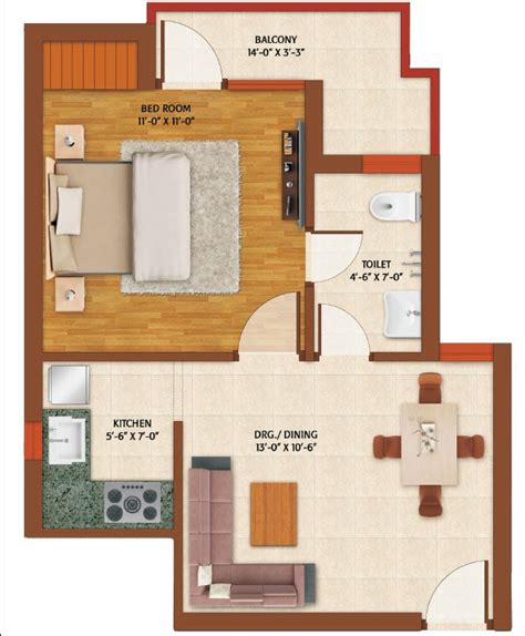 Foundation Dezin And Decor 1 Bhk Flats Floor Layouts