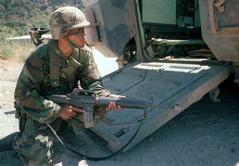 A Soldier Armed With 556mm Colt M16a2 Assault Rifle From The 3d