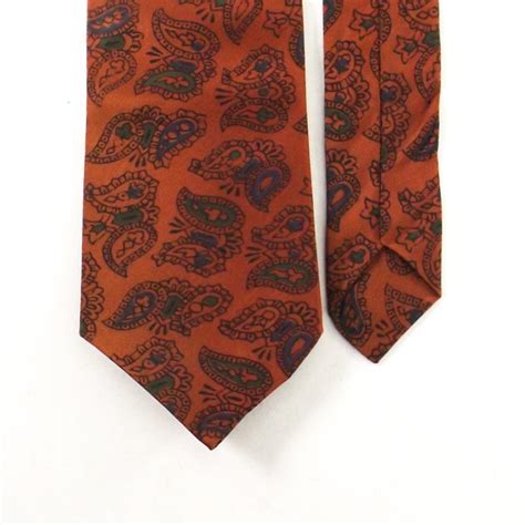 Tie Orange Rust Paisley Necktie Mens 51 Neckties Nos Etsy