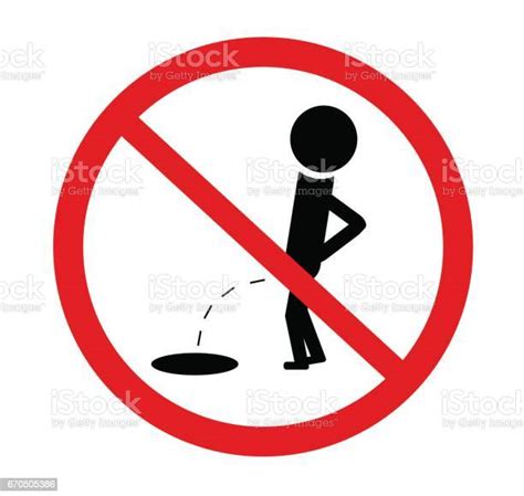 Do Not Pee Outside Of The Toilet Prohibition Sign Vector Illustration