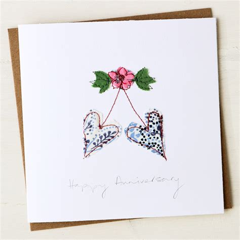 Anniversary Card Handmade And Embroidered Design