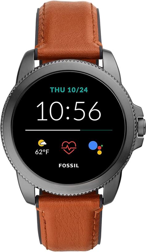 Fossil Gen 5e Mens Smartwatch With Leather Strap Full Touch Amoled
