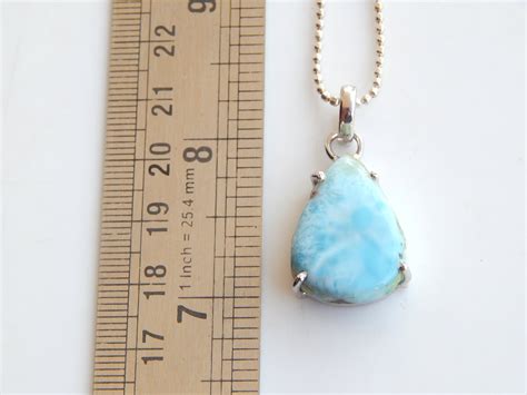 Larimar Pendant Necklace In 925 Sterling Silver Natural Blue Etsy