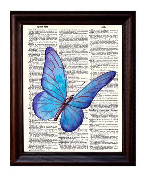Butterfly Watercolor Dictionary Art Print Printed On Authentic