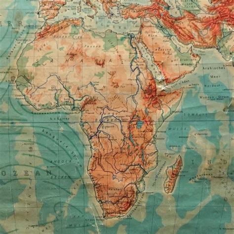 Retro World Map Earth Poster Wall Chart Print For Sale At 1stdibs