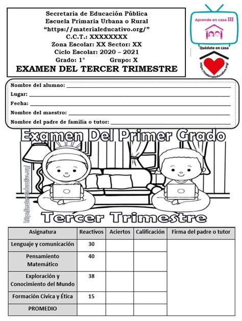 Examen Del Primer Grado De Primaria Del Segundo Trimestre Del Ciclo