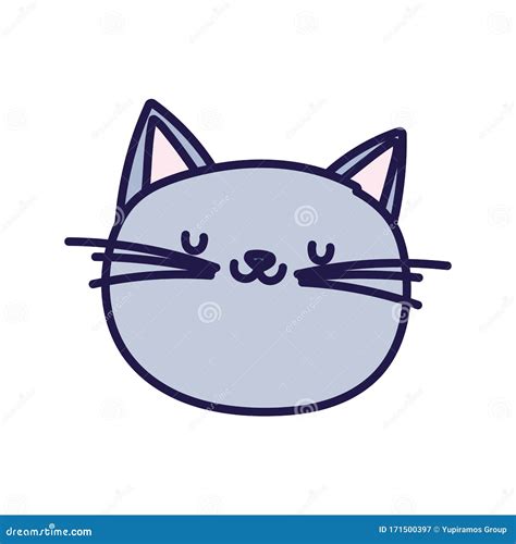 Cute Cat Face Cartoon Character On White Background Stock Vector