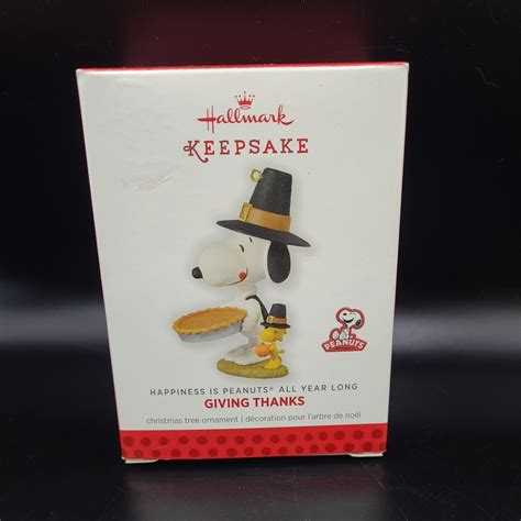 Hallmark Giving Thanks Pilgrim Snoopy And Woodstock Thanksgiving Ornament