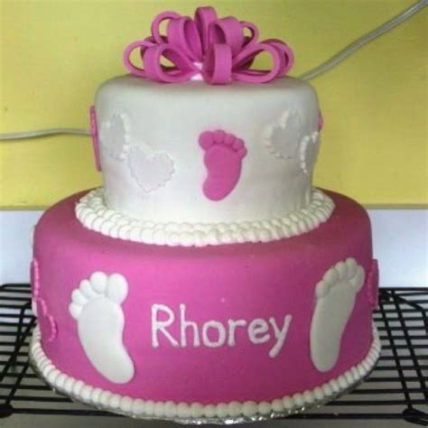 Tosha Anderson Original Footprint Baby Shower Cake With Bow Bow Cakes
