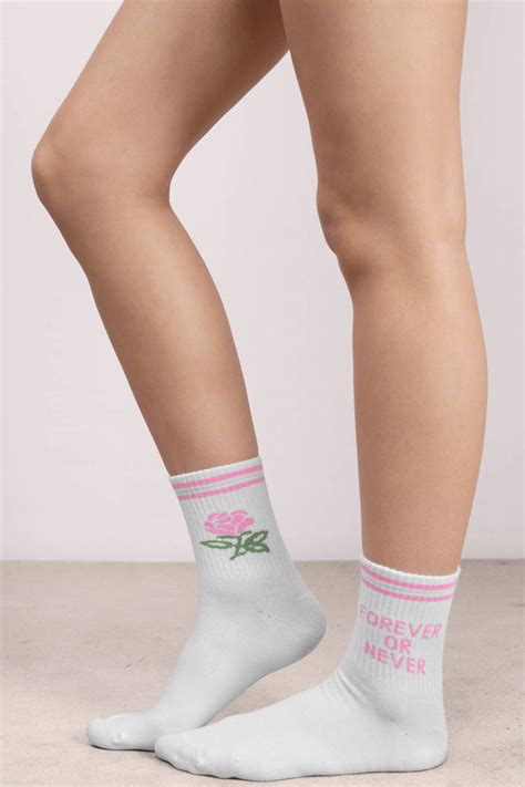 Cute White And Pink Legwear White Legwear Printed Legwear 8 Tobi Us