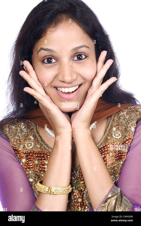 Closeup Of Excited Young Indian Woman Stock Photo Alamy