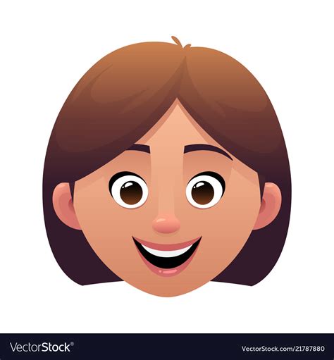 Young Woman Head Avatar Cartoon Face Character Vector Image